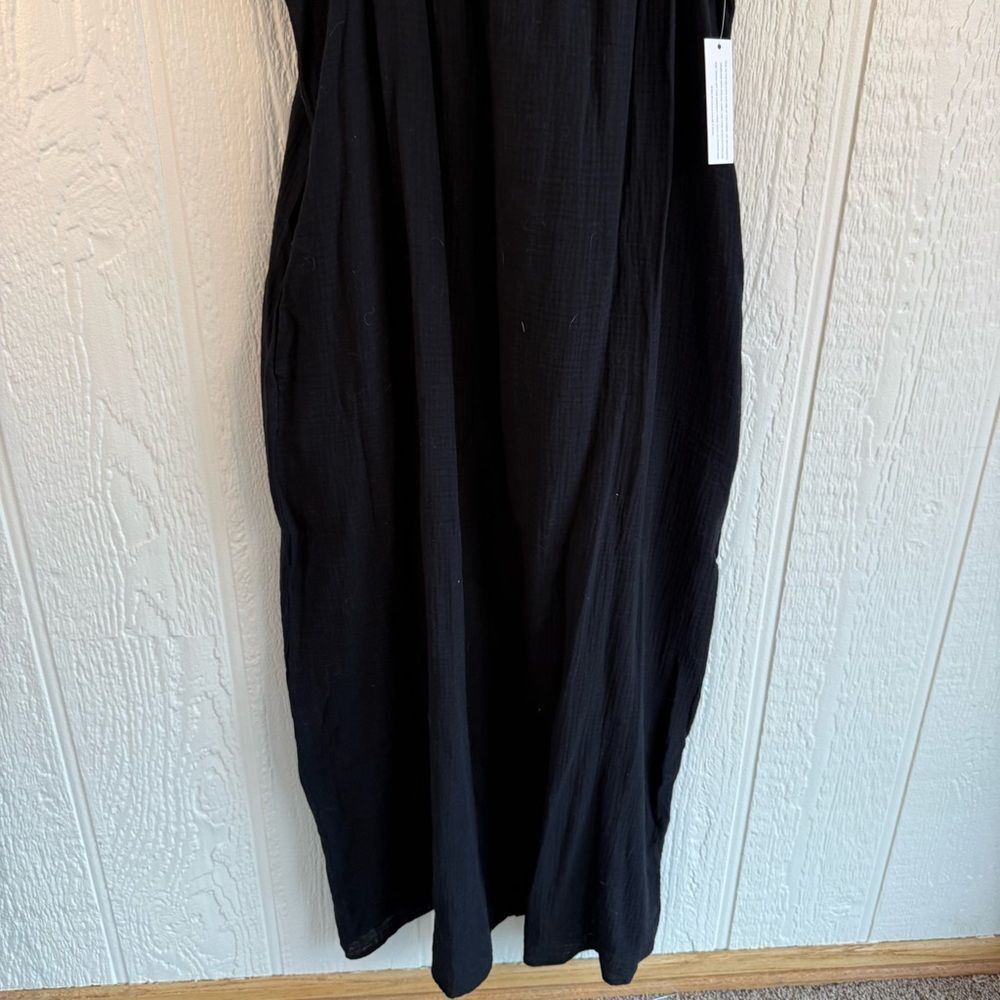Sol Angeles Black Midi Slip Dress with Spaghetti Straps - Picture 3 of 9